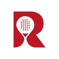 Buchstabe r Padelschläger-Logo-Design-Vektorvorlage. Strand-Tischtennis-Club-Symbol vektor