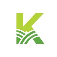 brev k lantbruk logotyp. agro bruka logotyp baserad på alfabet för bageri, bröd, kaka, Kafé, bakverk, Hem industrier företag identitet vektor