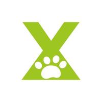 brev x sällskapsdjur vård logotyp, hund logotyp design vektor tecken och symbol mall