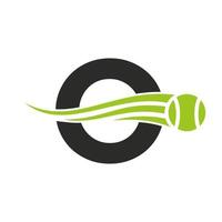 brev o tennis klubb logotyp design mall. tennis sport akademi, klubb logotyp vektor