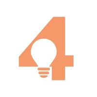 buchstabe 4 elektrisches logo kombinieren mit vektorvorlage für glühbirnensymbole. Glühbirne Logo Zeichen Symbol vektor