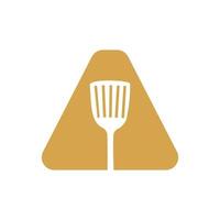 Schreiben Sie ein Küchenspatel-Logo. Küchenlogodesign kombiniert mit Küchenspatel für Restaurantsymbol vektor