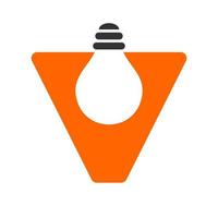 brev v elektrisk logotyp kombinera med elektrisk Glödlampa ikon vektor mall. ljus Glödlampa logotyp tecken symbol