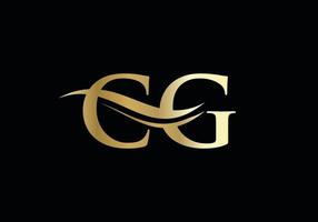 kreativer cg-brief mit luxuskonzept. modernes cg-logo-design für geschäfts- und firmenidentität. vektor