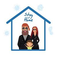 Kampagne zu Hause bleiben mit glücklicher Familie zu Hause vektor