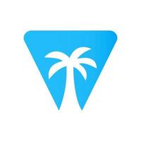 brev v handflatan träd logotyp design begrepp för resa strand landskap ikon vektor mall