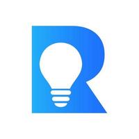 buchstabe r elektrisches logo kombinieren mit vektorvorlage für glühbirnensymbole. Glühbirne Logo Zeichen Symbol vektor