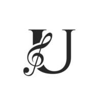 brev u musik logotyp. dj symbol podcast logotyp ikon vektor mall