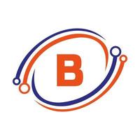 Technologie-Logo-Design auf b-Brief-Konzept. Technologie-Netzwerk-Logo-Vorlage vektor