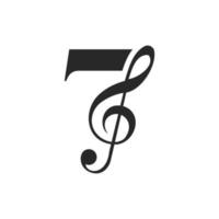 Buchstabe 7 Musiklogo. DJ-Symbol Podcast-Logo-Symbol-Vektorvorlage vektor