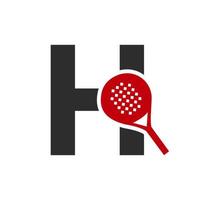 Buchstabe h Padelschläger-Logo-Design-Vektorvorlage. Strand-Tischtennis-Club-Symbol vektor