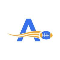 Schreiben Sie ein Rugby-Logo, American-Football-Logo kombinieren mit Rugby-Ball-Symbol für das Vektorsymbol des amerikanischen Fußballvereins vektor