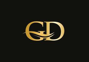 guld gd brev logotyp design. gd logotyp design med kreativ och modern trendig vektor