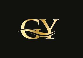 Wasserwelle Gy-Logo-Vektor. Swoosh-Buchstaben-Gy-Logo-Design für Geschäfts- und Firmenidentität vektor