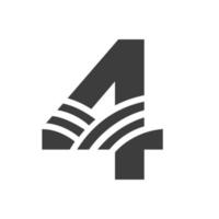 landwirtschaftslogo auf buchstabe 4 konzept. Bauernhof-Logo basierend auf Alphabet für Bäckerei, Brot, Gebäck, Geschäftsidentität der Heimindustrie vektor