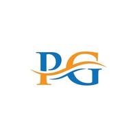 Swoosh-Buchstabe pg-Logo-Design für Geschäfts- und Firmenidentität. Wasserwellen-PG-Logo vektor