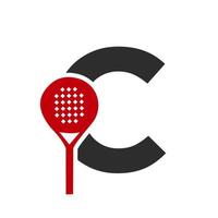 Buchstabe c Padelschläger-Logo-Design-Vektorvorlage. Strand-Tischtennis-Club-Symbol vektor