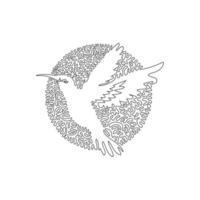 einzelne lockige einzeilige zeichnung. Kolibri mit einem langen, schlanken Schnabel. ununterbrochene Linie zeichnen Grafikdesign-Vektorillustration des schönen Kolibris für Ikone, Symbol, Firmenlogo, Wanddekor vektor