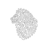 enda lockigt ett linje teckning av muskulös lejon. abstrakt konst. kontinuerlig linje dra grafisk design vektor illustration av manlig lejonets manen för ikon, symbol, företag logotyp, affisch vägg dekor