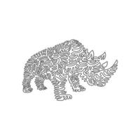 enda lockigt ett linje teckning av växtätare däggdjur abstrakt konst. kontinuerlig linje dra grafisk design vektor illustration av exotisk två horn noshörning för ikon, symbol, företag logotyp, vägg dekor