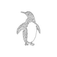 enda ett linje teckning abstrakt konst. rolig pingvin. kontinuerlig linje dra grafisk design vektor illustration av förtjusande pingvin för ikon, symbol, företag logotyp, affisch vägg dekor