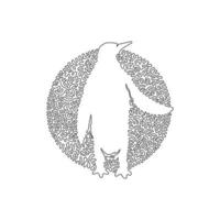 einzelne geschweifte Strichzeichnung abstrakte Kunst. süßer Pinguin. ununterbrochene Linie zeichnen Grafikdesign-Vektorillustration des schönen Pinguins für Ikone, Symbol, Firmenlogo und Plakatwanddekor vektor