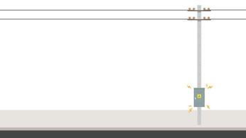 gebrochener elektrischer Polvektor. Strommast auf weißem Hintergrund. Freiraum für Text. Platz kopieren. vektor