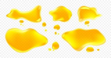 spill och vattenpölar av gul juice, olja eller honung vektor