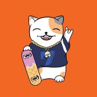 tur- katt med en skateboard i hans händer vektor