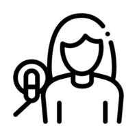kvinna med mikrofon ikon översikt illustration vektor