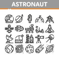 astronaut Utrustning samling ikoner uppsättning vektor