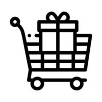 Trolley mit Geschenk-Icon-Vektor-Umriss-Illustration vektor