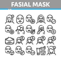 ansiktsbehandling mask sjukvård samling ikoner uppsättning vektor
