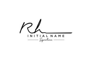 anfänglicher rh-Signatur-Logo-Vorlagenvektor. hand gezeichnete kalligraphiebeschriftungsvektorillustration. vektor