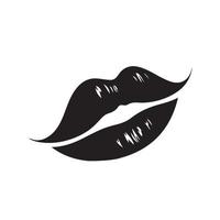 Lippen Schwarz-Weiß-Vektorsymbol. Minimales modernes Beauty-Logo. sauberer, isolierter Geschmack der Liebe. vektor