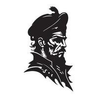 pirat huvud minimal modern ikon. enkel svart och vit vektor illustration av arg kapten.