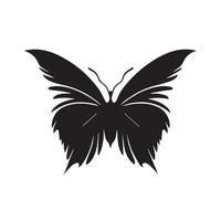 Schmetterling minimales Schwarz-Weiß-Vektorsymbol. schöne Tattoo-Silhouette. Skizze eines geflügelten Tieres. vektor