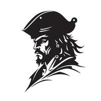 pirat huvud minimal modern ikon. enkel svart och vit vektor illustration av arg kapten.