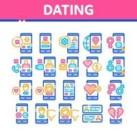 Dating-App-Sammlungselemente Symbole setzen Vektor