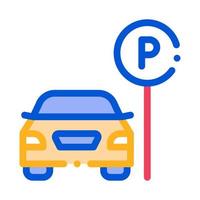 auto in der nähe von parkplatzschild symbol vektor umriss illustration