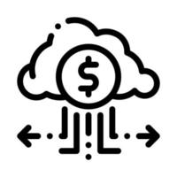 avgift pengar genom moln lagring ikon vektor översikt illustration