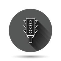 Semaphor-Symbol im flachen Stil. Ampelvektorillustration auf schwarzem rundem Hintergrund mit langem Schatteneffekt. Kreuzung Kreis Schaltfläche Geschäftskonzept. vektor