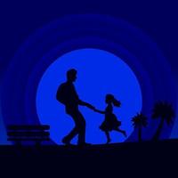 far och dotter utför vektor isolerat blå bakgrund för fars dag