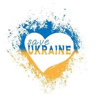 ukraine retten. strukturiertes herz und typografie in den blauen und gelben farben der ukrainischen flagge vektor