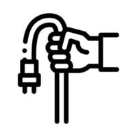 hand, die kabel schwarze symbolvektorillustration hält vektor