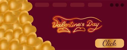 Valentinstag-Website-Vorlage Gold mit Herzform. Viva Magenta. Vektorbanner für Geschichten, Cover vektor
