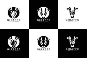 giraff logotyp design, giraff huvud vektor silhuett, hög nacke djur, Zoo, tatuering illustration, produkt varumärke