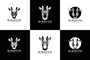 giraff logotyp design, giraff huvud vektor silhuett, hög nacke djur, Zoo, tatuering illustration, produkt varumärke