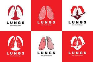 Lungen-Logo-Design, Körperorgan-Gesundheitswesen-Vektorillustration vektor