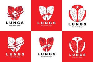 Lungen-Logo-Design, Körperorgan-Gesundheitswesen-Vektorillustration vektor